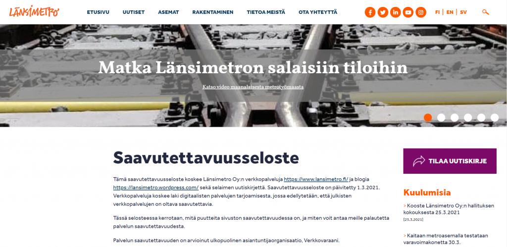 Saavutettavuusauditointi Länsimetrolle